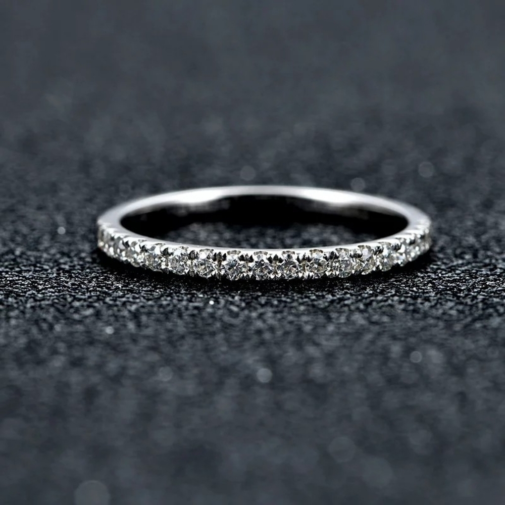 NEW Silver Diamond Eternity Stackable Ring - Picture 3 of 4